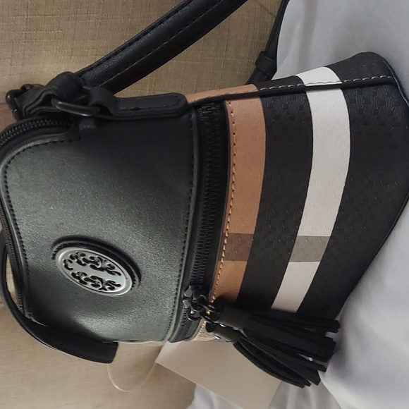 Le Bag Los Angeles Dome Crossbody Plaid Shoulder Vegan Bag Nwt - Picture 13 of 15